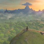 Link standing on a cliff, looking out over a forest